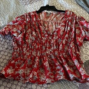 DAVI & DANI Red Floral Blouse